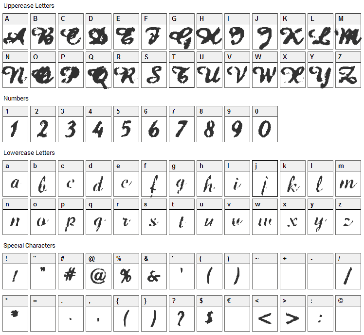 Jet Plane Font Character Map