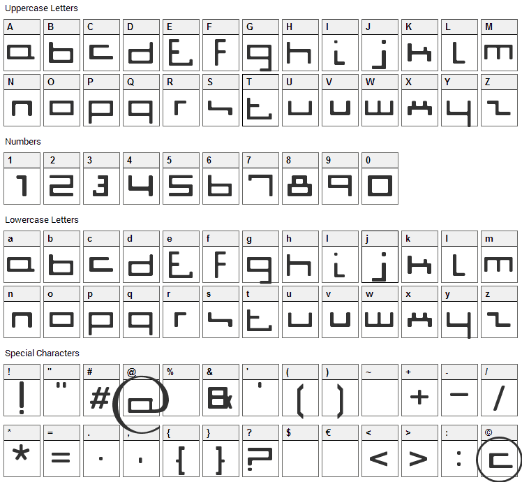 Jigga Jigga Font Character Map