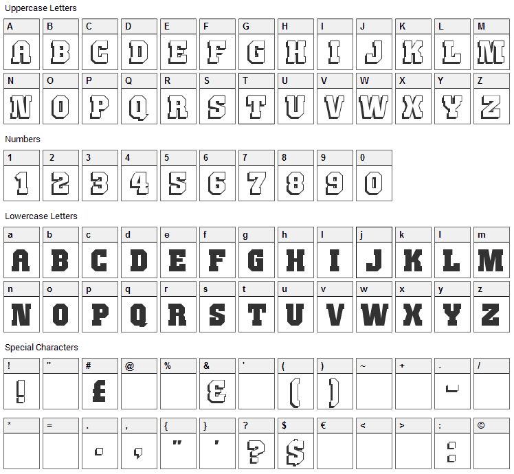 JimThorpe Font Character Map