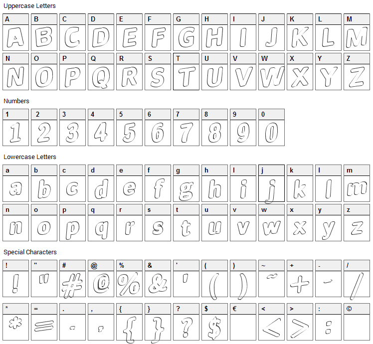Jinx Font Character Map