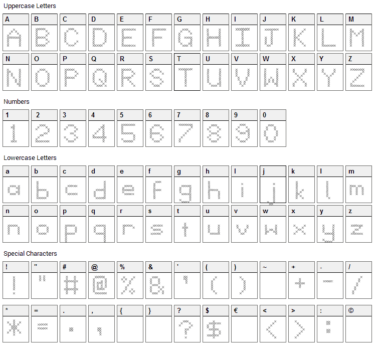 John 315 Font Character Map