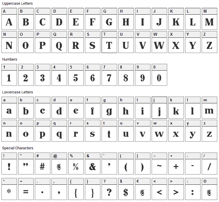 John Hancock Font Character Map