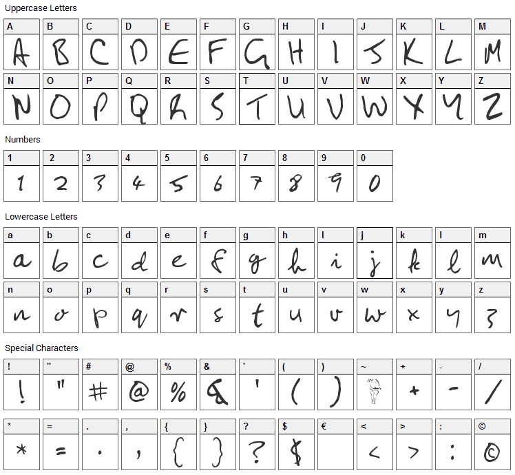 John Lennon Font Character Map