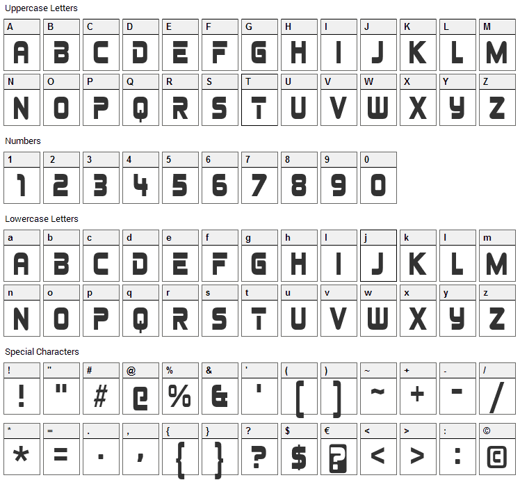 Johnny Fever Font Character Map