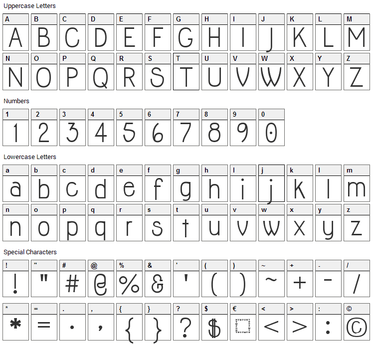 Jolly Font Character Map