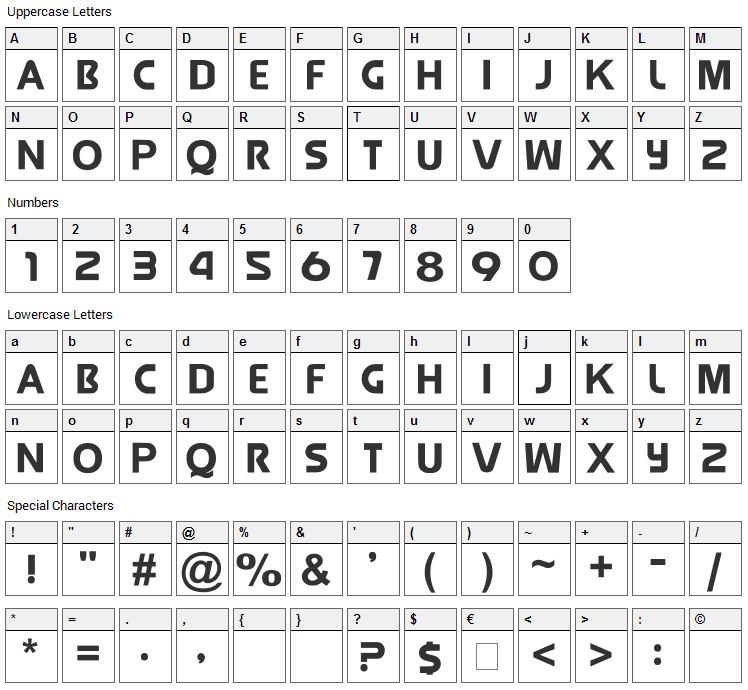 Jolly Raunchy Font Character Map