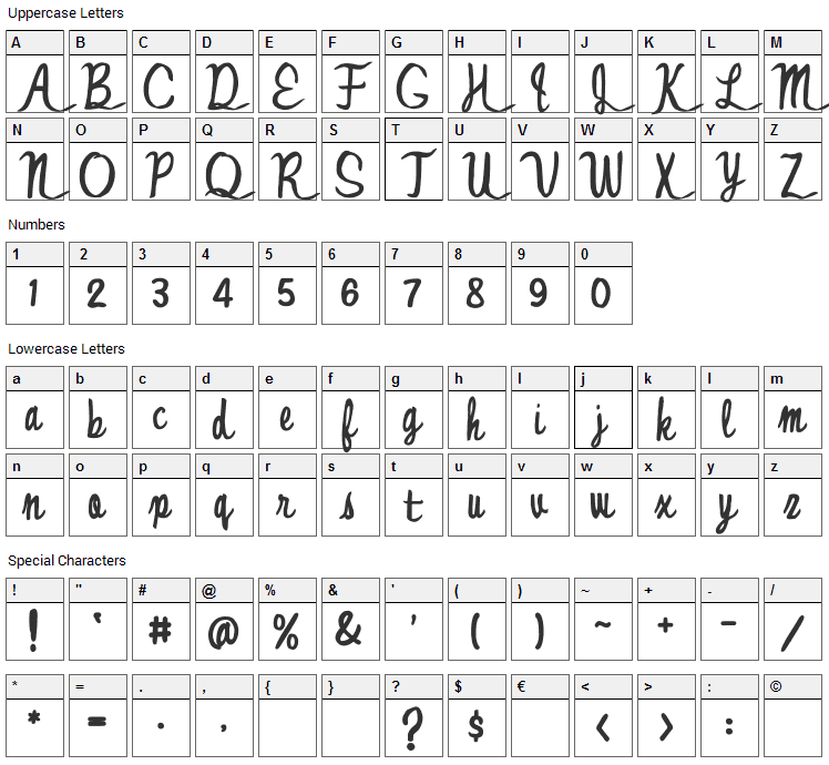 Jonny Quest Classic Font Character Map