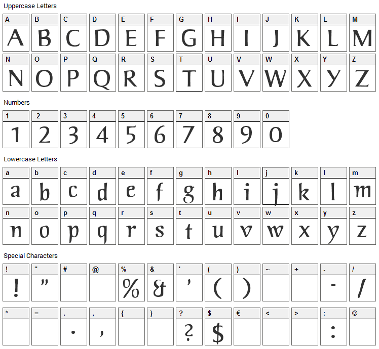 Jorvik Informal Font Character Map