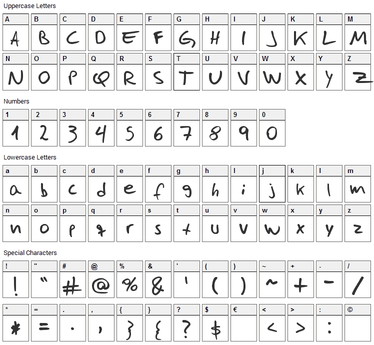 Jose Fernandez Font Character Map