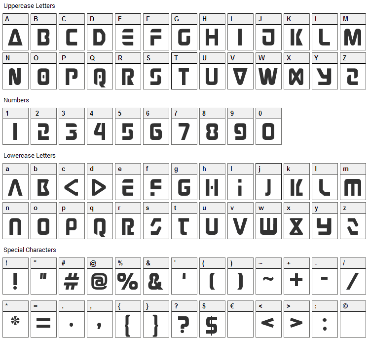 Judge Font Character Map