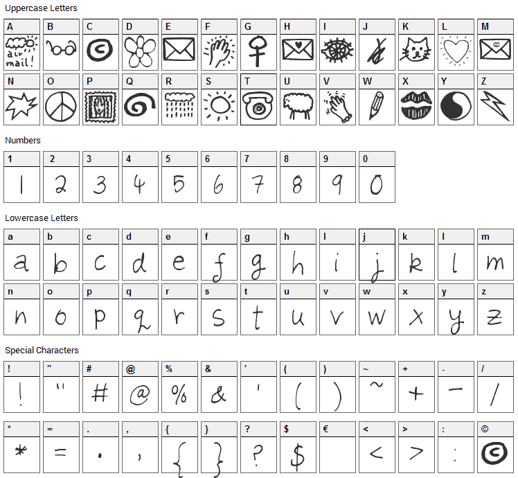 Julesgirltalk Font Character Map