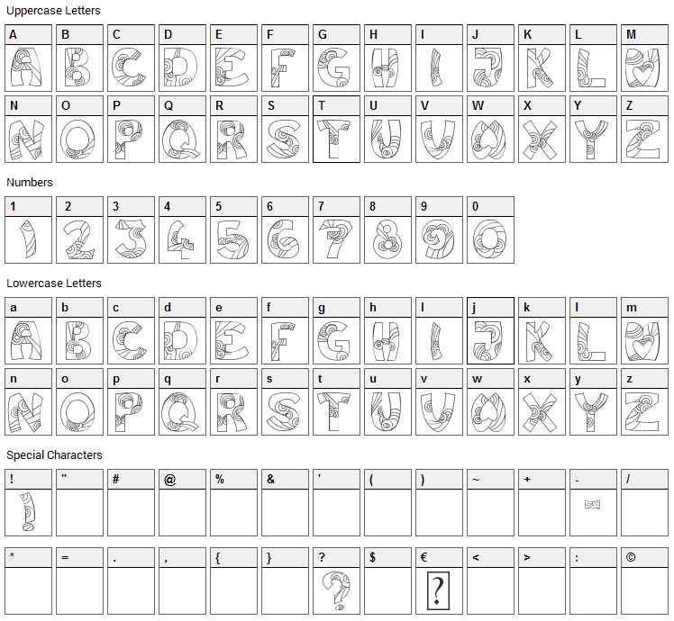 Jump Font Character Map