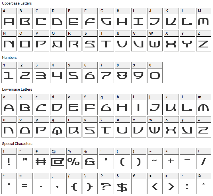 Jumptroops Font Character Map