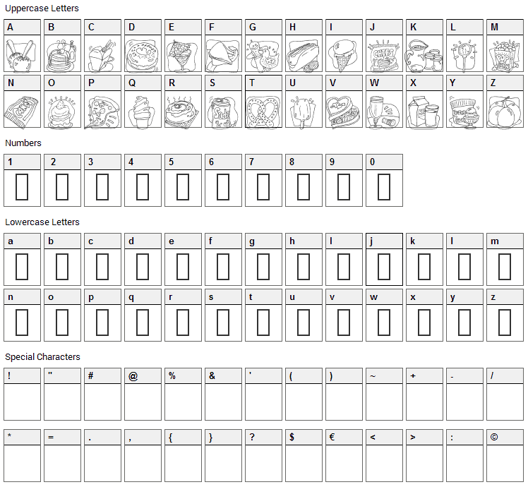 Junk Food Junky Font Character Map