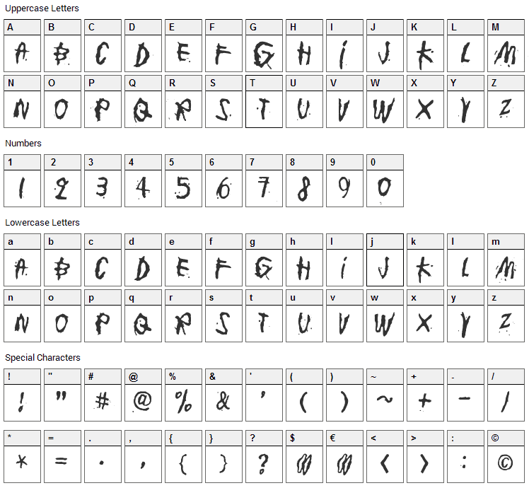 Junkohanhero One Font Character Map