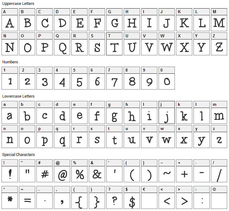 Just Playin Font Character Map