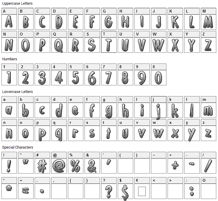 Ka-Boing! Font Character Map