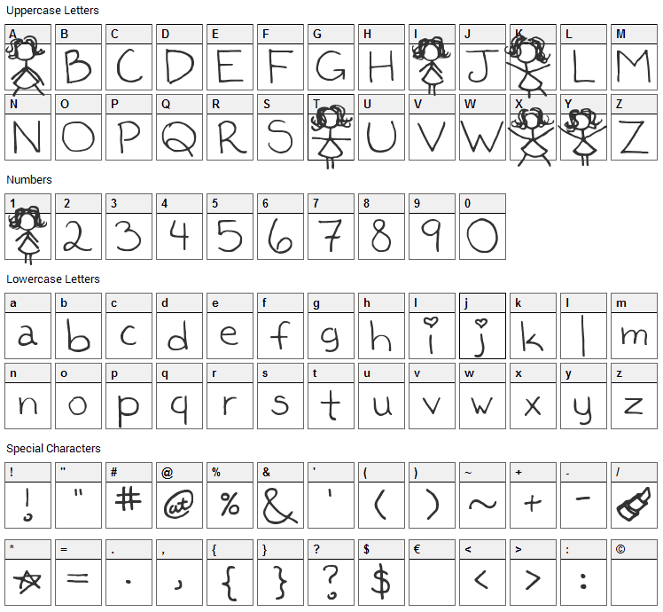 Kaileen Font Character Map
