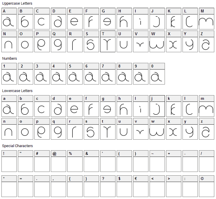 Karitza Font Character Map
