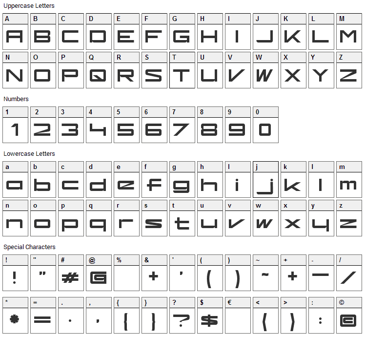 Kaufhalle Font Character Map