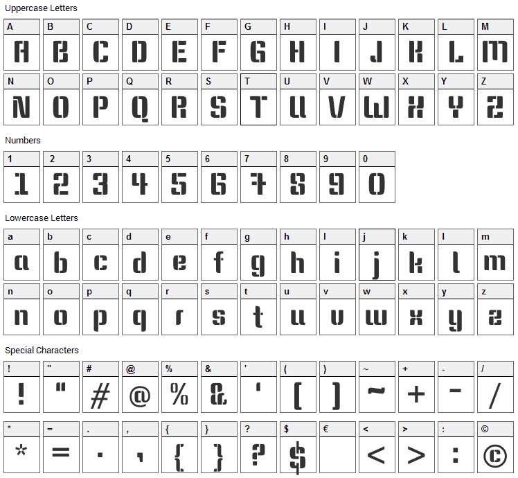 Keania One Font Character Map