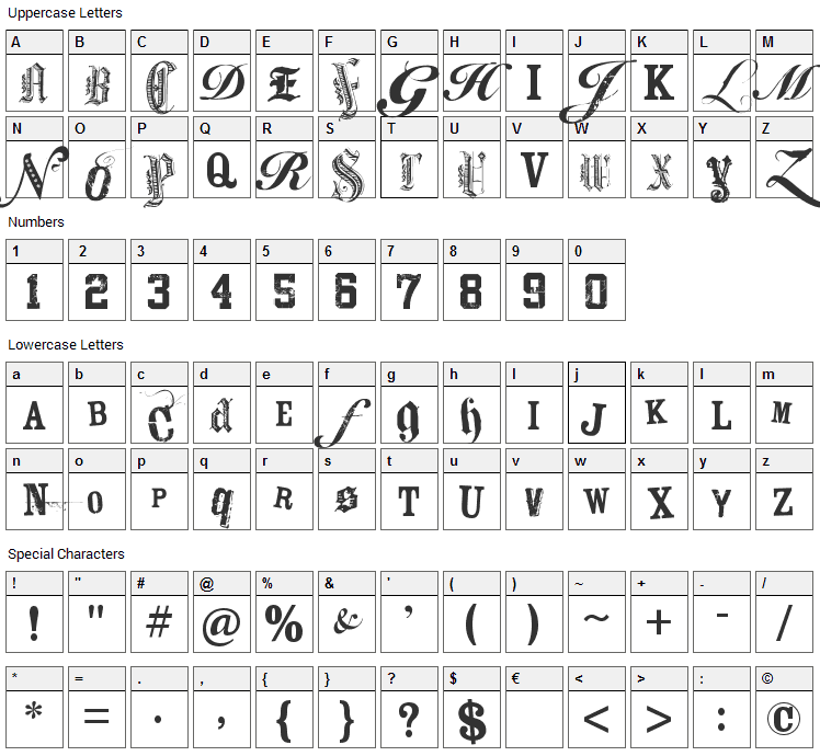 Keetano ATL My Gangsta Font Character Map