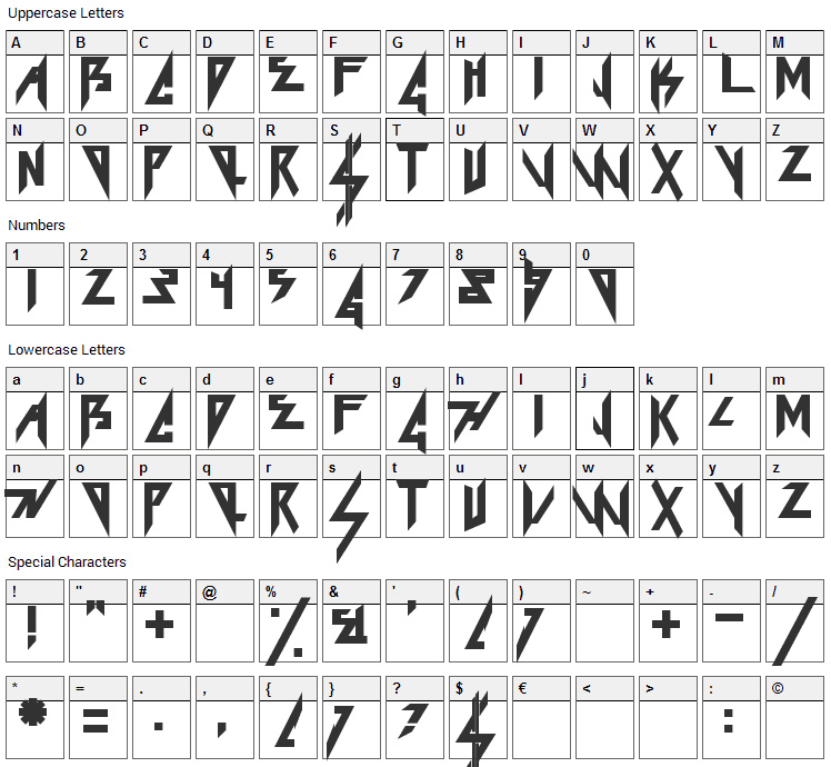 Ke$ha Font Character Map