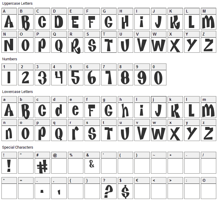 Kenan & Kel Font Character Map