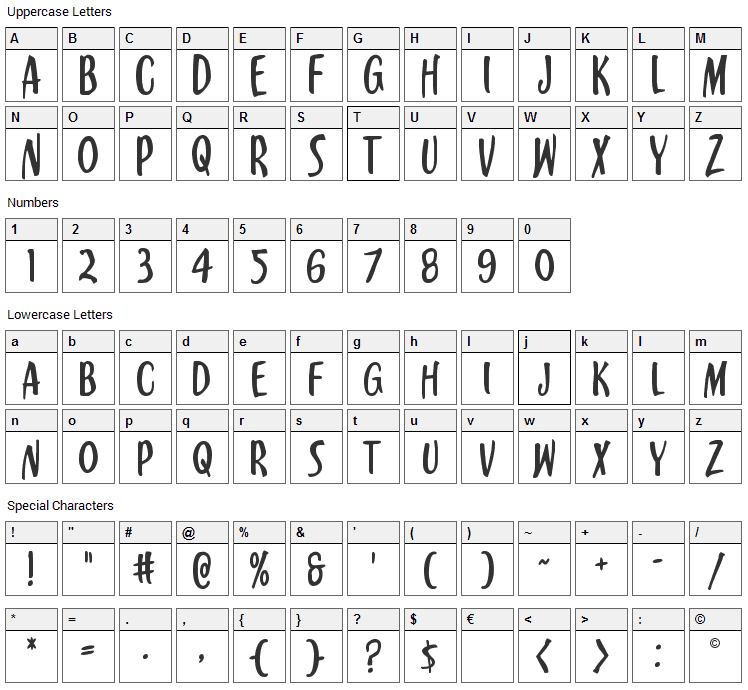 Kennebunkport Font Character Map