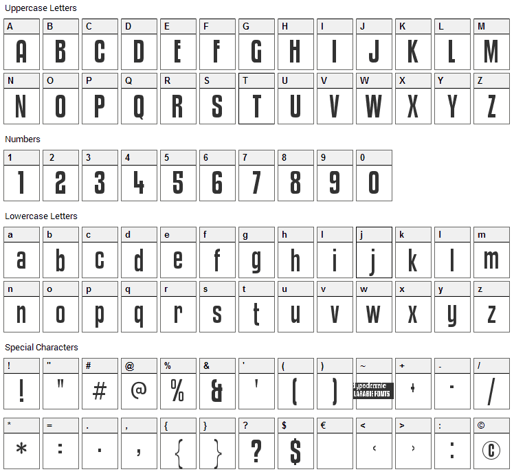 Kenyan Coffee Font Character Map