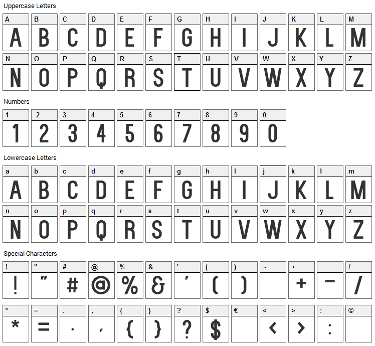 Kenzo Font Character Map