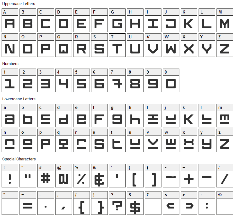 Keystone Font Character Map