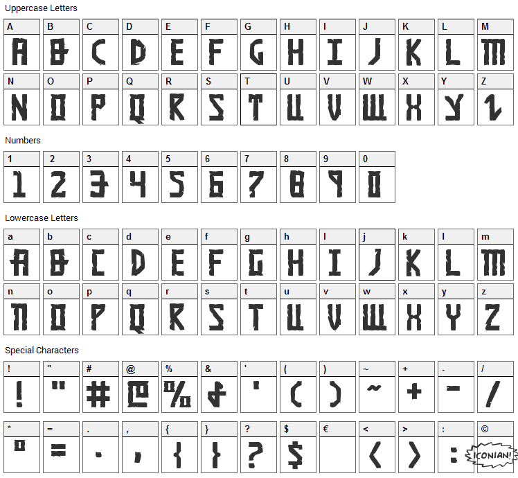 Khazad-Dum Font Character Map