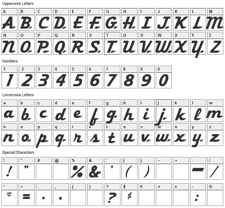 Khedive Font Character Map