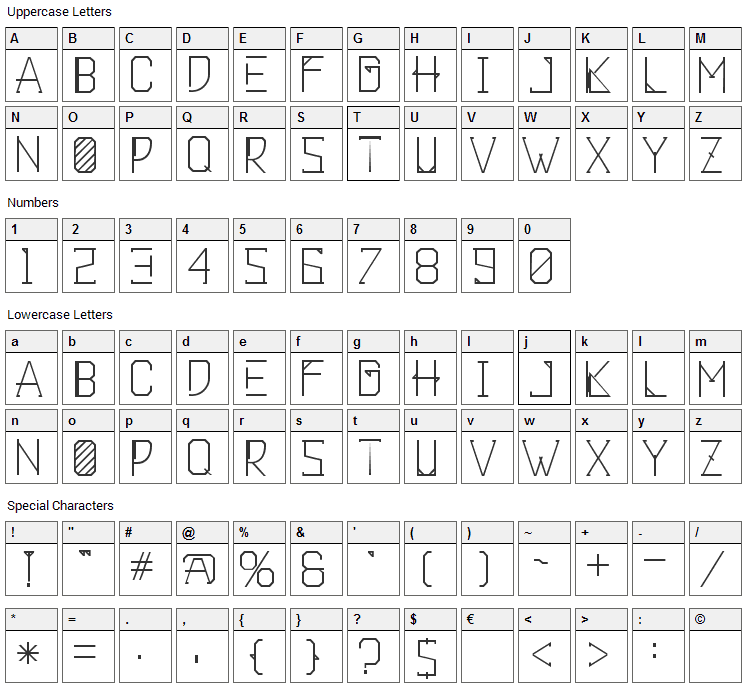 Khemala Font Character Map