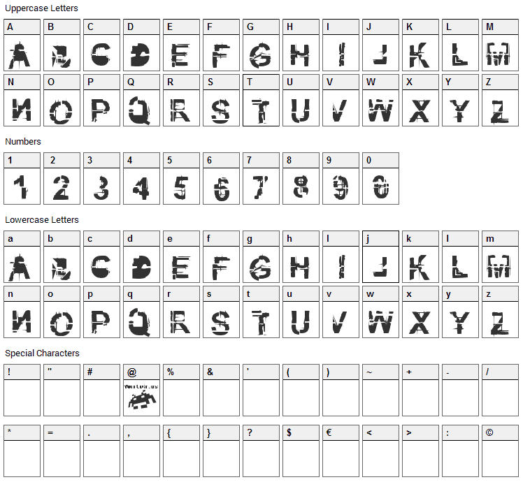 Kibblez no bitz Font Character Map