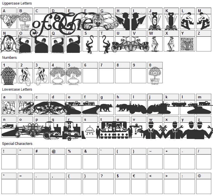 Kidings Free Font Character Map