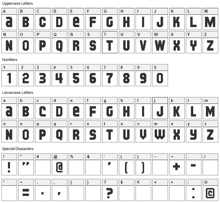 Kijkwijzer Font Character Map