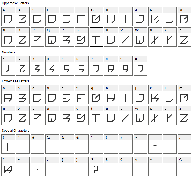 Kikakee Font Character Map