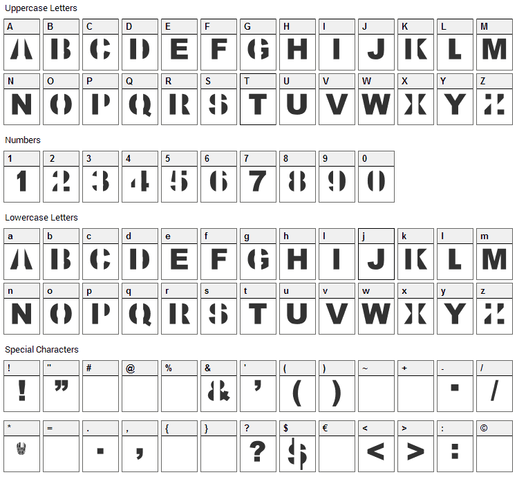 Kill All Fonts Font Character Map