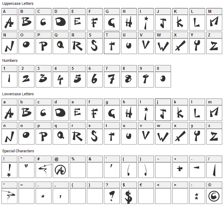 Kill Switch Font Character Map