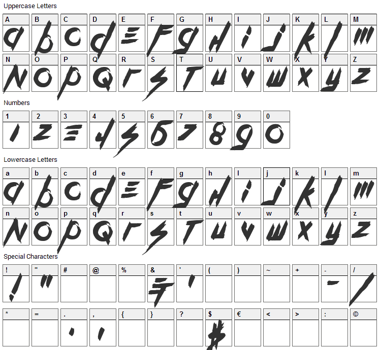 Kill The Noise Font Character Map