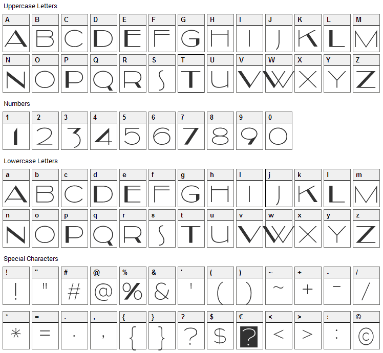 Kilsonburg Font Character Map