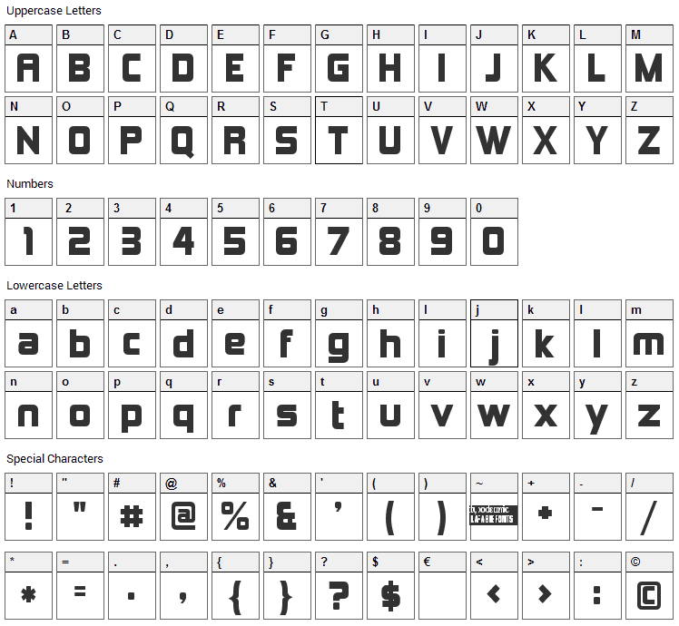 Kimberley Font Character Map