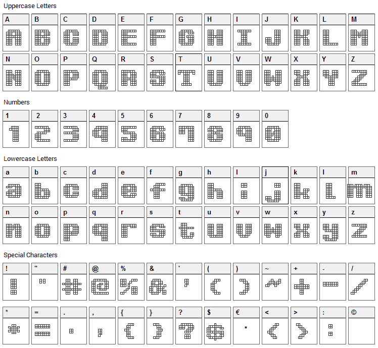 Kimidori Mugcup Font Character Map