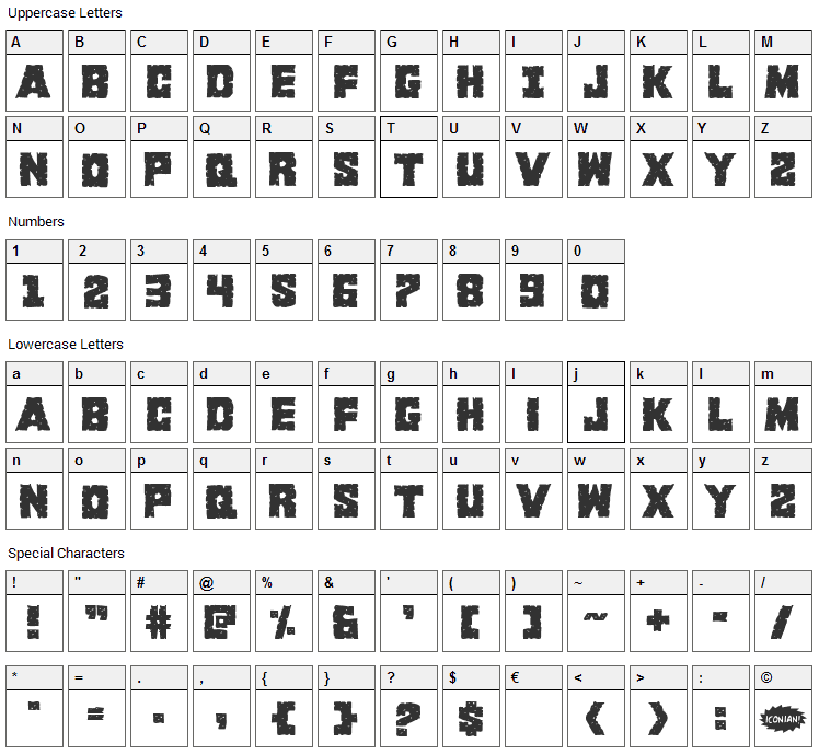 King Commando Font Character Map