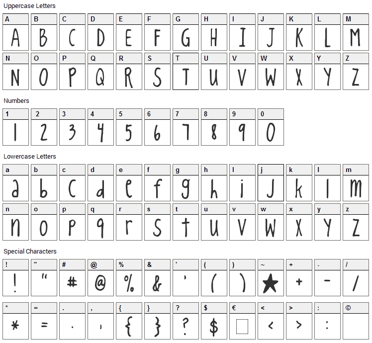 King CooL KC Font Character Map