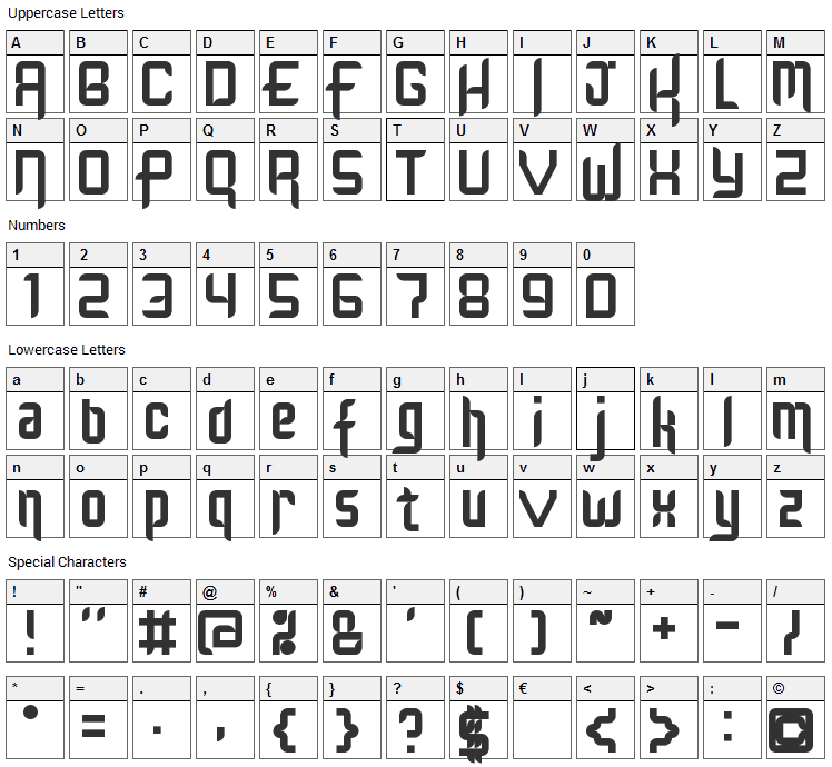 Kinglify Font Character Map