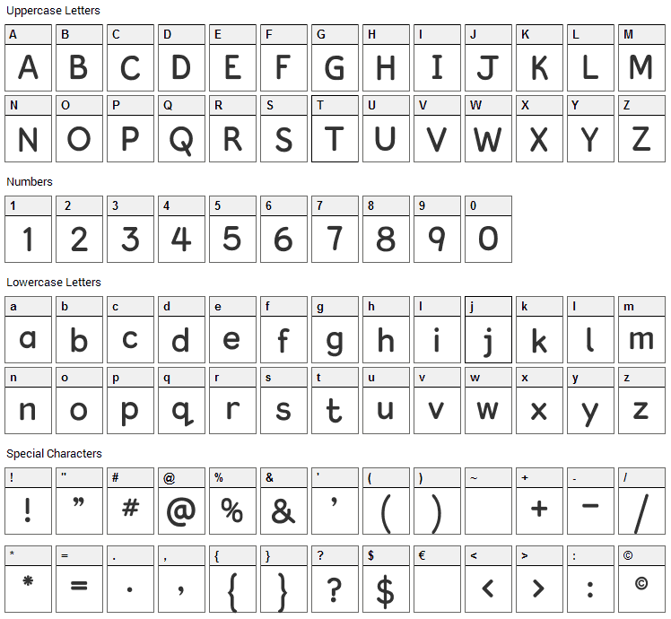 Kingthings Clarity Font Character Map