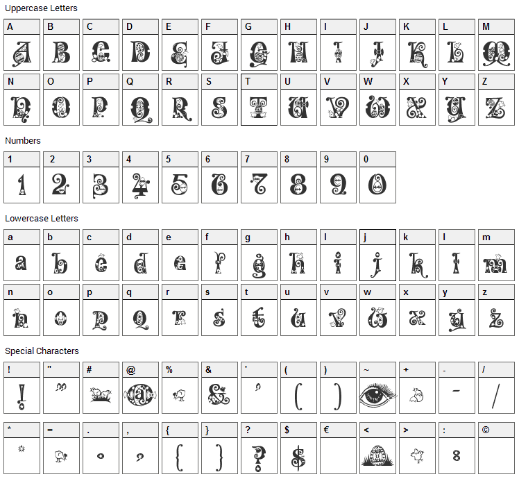 Kingthings Eggypeg Font Character Map